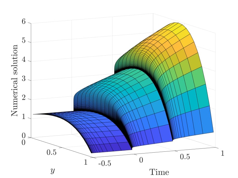 Surface plot of the numerical solution